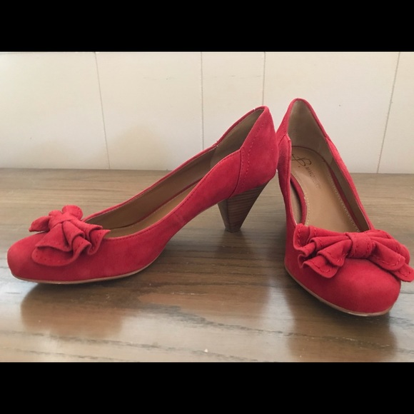 Red, suede with wood heel. - Picture 3 of 4